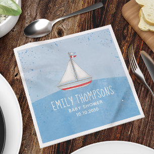 Serviette En Papier Baby shower Aquarelle mignonne Whimsail bateau