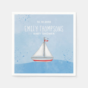 Serviette En Papier Baby shower Aquarelle Nautique navire Whimsical
