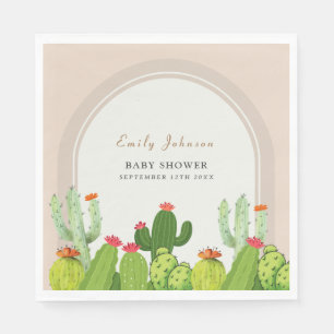 Serviette En Papier Baby Shower Arc de Cactus Bohème Neutre