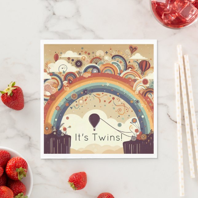 Serviette En Papier Baby shower arc-en-ciel (En situation)