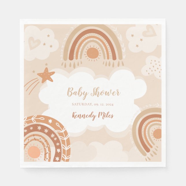 Serviette En Papier Baby shower arc-en-ciel Boho (Devant)