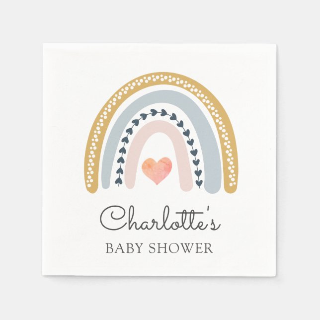 Serviette En Papier Baby shower arc-en-ciel Boho (Devant)