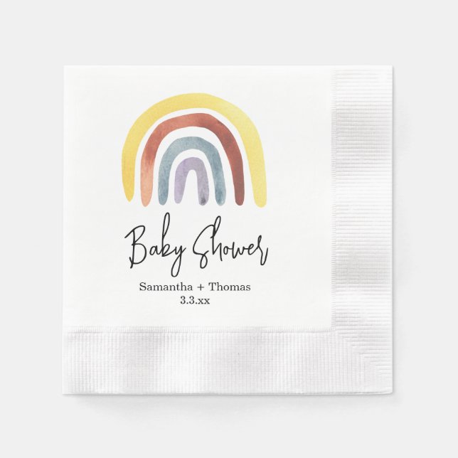 Serviette En Papier Baby shower arc-en-ciel Boho (Devant)