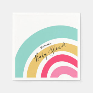 Serviette En Papier Baby shower arc-en-ciel lumineux nommé