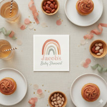 Baby shower arc-en-ciel neutre en terre cuite