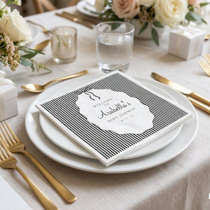 Serviette En Papier Baby Shower Arc-en-ciel Noir et Blanc à Rayures