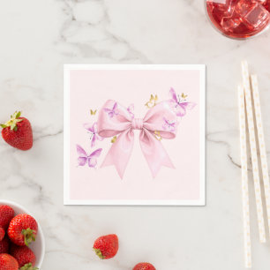 Serviette En Papier Baby Shower Arc-en-ciel Papillon Rose 