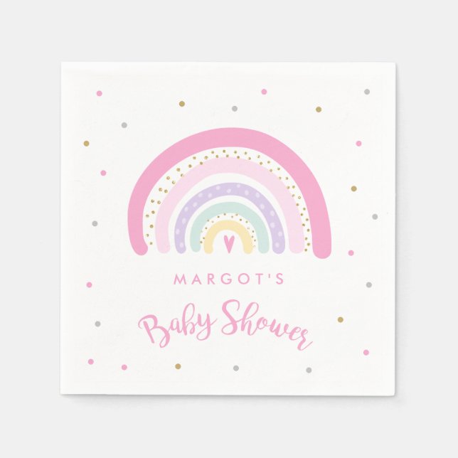 Serviette En Papier Baby shower arc-en-ciel Pastel (Devant)