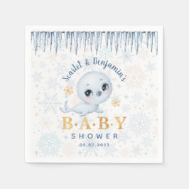 Serviette En Papier Baby shower arctique du phoque polaire