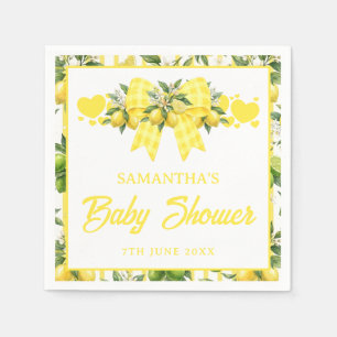 Serviette En Papier Baby Shower au Citron Ruban Gingham Jaune