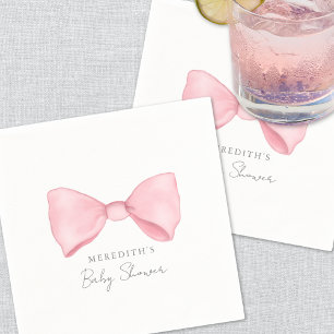 Serviette En Papier Baby Shower au Ruban Rose Élégant
