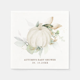 Serviette En Papier Baby Shower Automne Citrouille Élégante Feuillage 