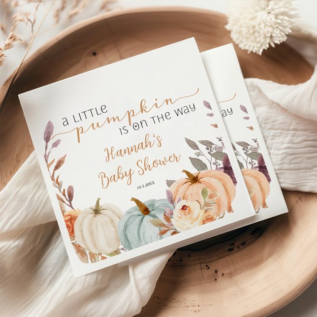 Serviette En Papier Baby shower Automne Un Peu Citrouille (Créateur téléchargé)