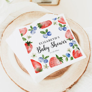 Serviette En Papier Baby shower aux bleuets et aux fraises