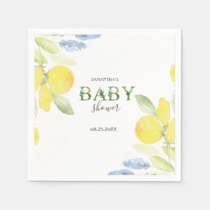 Serviette En Papier Baby shower aux citrons aquarelles