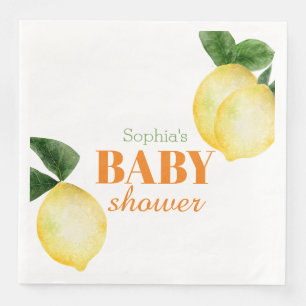 Serviette En Papier Baby shower aux citrons aquarelles
