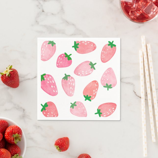 Serviette En Papier Baby shower aux fraises (En situation)