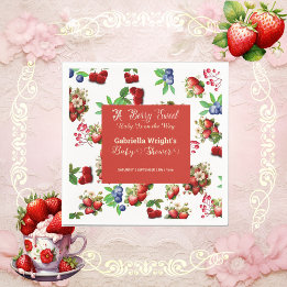 Serviette En Papier Baby shower aux fraises rouges | Blue Berry Sweet 