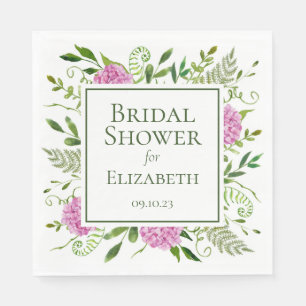 Serviette En Papier Baby Shower aux Hortensias Roses