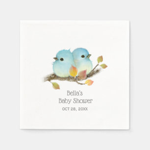 Serviette En Papier Baby shower aux oiseaux bleus mignons