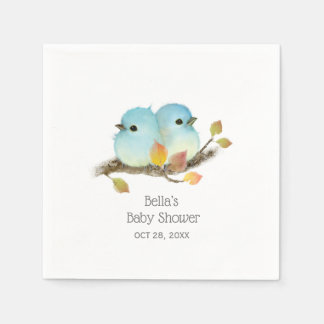 Serviette En Papier Baby shower aux oiseaux bleus mignons