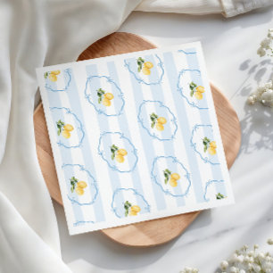 Serviette En Papier Baby Shower aux Rubans Bleus et Citron Jaune