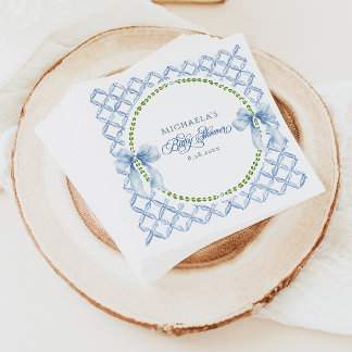 Serviette En Papier Baby shower avec un nœud floral aquarelle grandmil