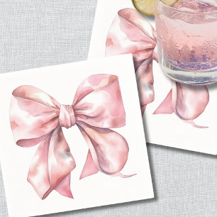 Serviette En Papier Baby Shower avec un Simple Nœud Rose