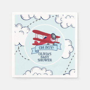 Serviette En Papier Baby-Shower Avion Rouge
