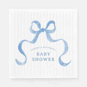 Serviette En Papier Baby shower Bac à ruban bleu Wavy