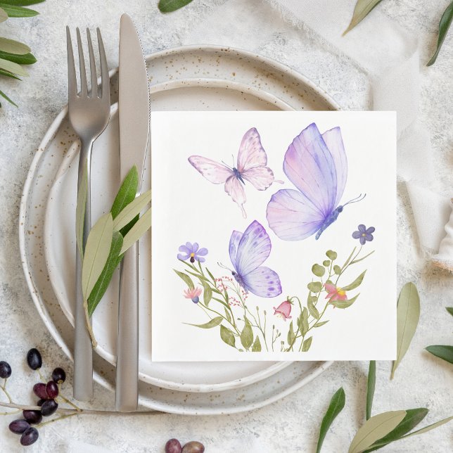 Serviette En Papier Baby shower Baisers à papillon | Aucun texte | Pou (Créateur téléchargé)