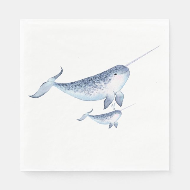 Serviette En Papier Baby shower baleine serviettes - Élégant Nautique (Devant)