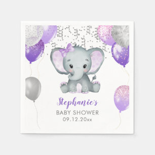 Serviette En Papier Baby shower Ballons de fille Eléphante mignonne