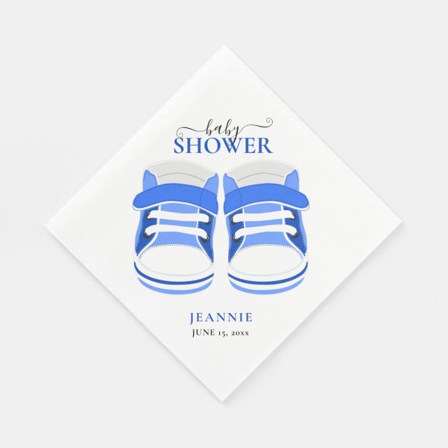 Serviette En Papier Baby shower BÉBÉ GARÇON BLEU BOOTIES (Coin)