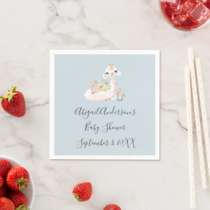 Serviette En Papier Baby shower bébé Llama bleu et blanc