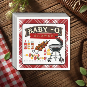 Serviette En Papier Baby shower bébé-Q À damiers Red & Black Grill