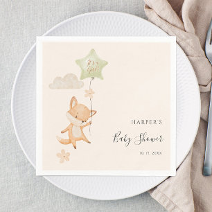 Serviette En Papier Baby-Shower Bébé Renard Mignon Ballon Volant Aquar