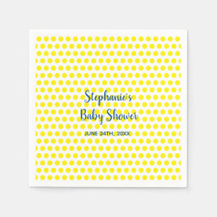 Serviette En Papier Baby shower blanc bleu Pois jaune mignon