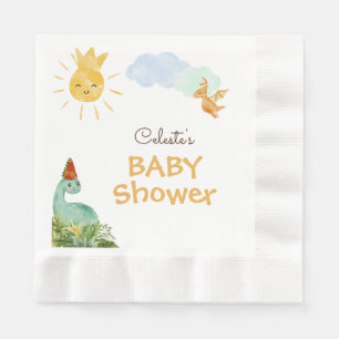 Serviette En Papier Baby shower blanc Dinosaure moderne serviettes