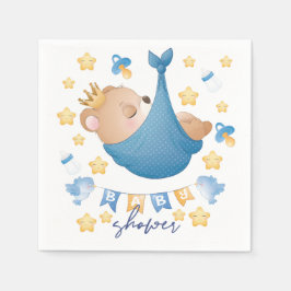Serviette En Papier Baby shower bleu bébé garçon ours