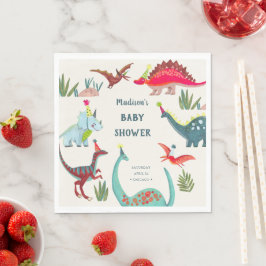 Serviette En Papier Baby shower bleu dinosaure