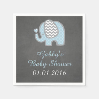 Serviette En Papier Baby shower bleu éléphant serviettes