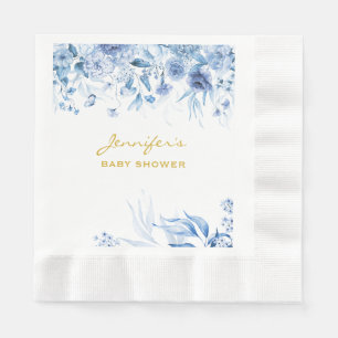 Serviette En Papier Baby shower Bleu Floral Drop Bleu Repas Caché