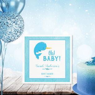 Serviette En Papier Baby shower bleu Narwhal