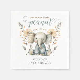 Serviette En Papier Baby shower bleu petit cacahuète bébé éléphant