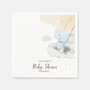 Serviette En Papier Baby shower bleu Teddy Bear Nuages