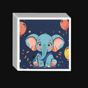 Serviette En Papier Baby shower Blue Baby Elephant Party