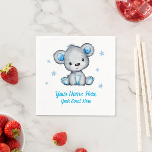 Serviette En Papier Baby shower Blue Boy Elephant Napkins