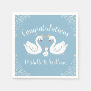 Serviette En Papier Baby shower Blue Boy Swan