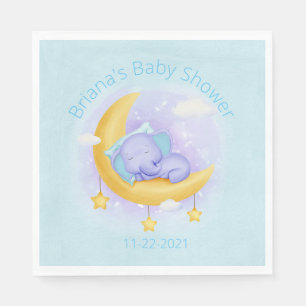 Serviette En Papier Baby shower Blue Elephant Boy